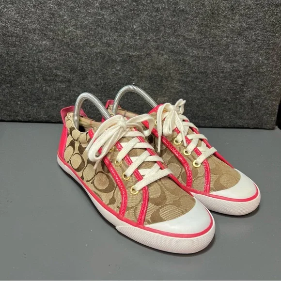 Coach Barrett Signature Brown Canvas Sneakers Women’s Size 8.5 - Picture 2 of 14